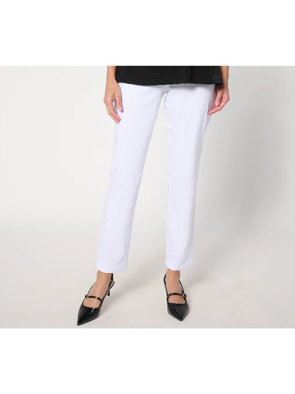 Susan Graver Petite Ultra Stretch Slim Leg Petite 14 White LN/WT